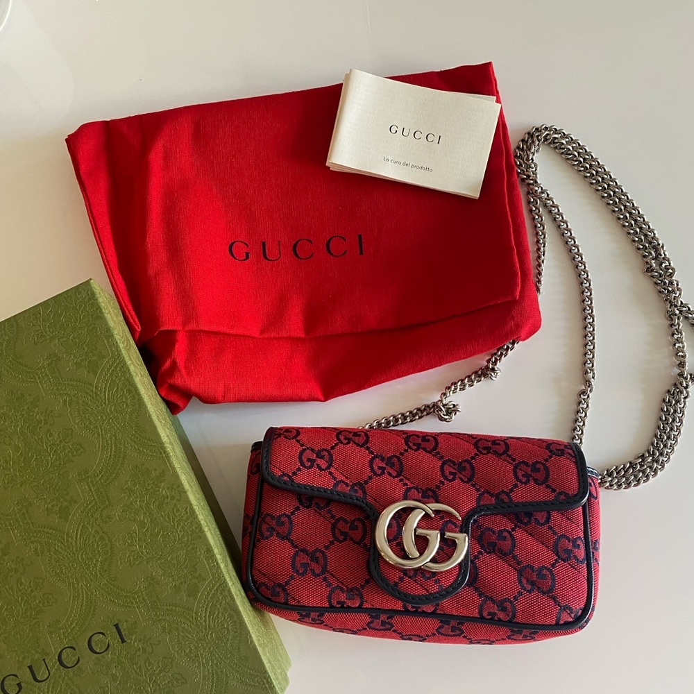 Gucci Marmont Limited Edition Rare Super Mini Red Canvas Cross Body Bag
